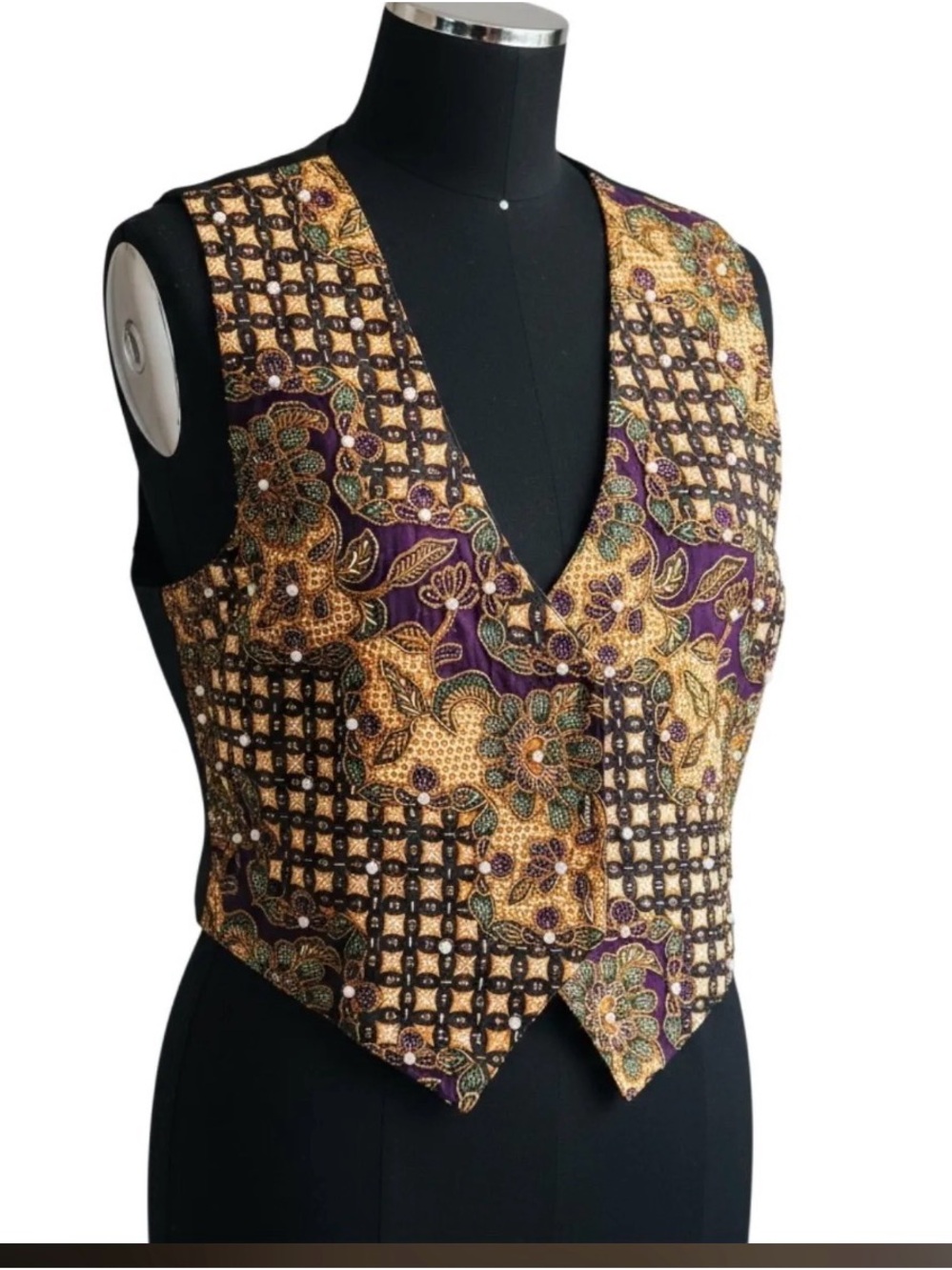 Laurel 80’s Vintage Beaded Vest - A060 - PTP 15.5”
